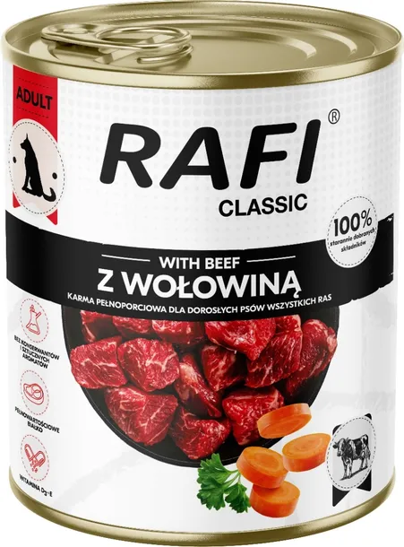 DOLINA NOTECI RAFI CLASSIC MOKRA KARMA DLA PSA Z WOŁOWINĄ 800G