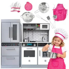 duza-drewniana-kuchnia-dla-dzieci-cook-n-roll-nowoczesna-szara-lodowka