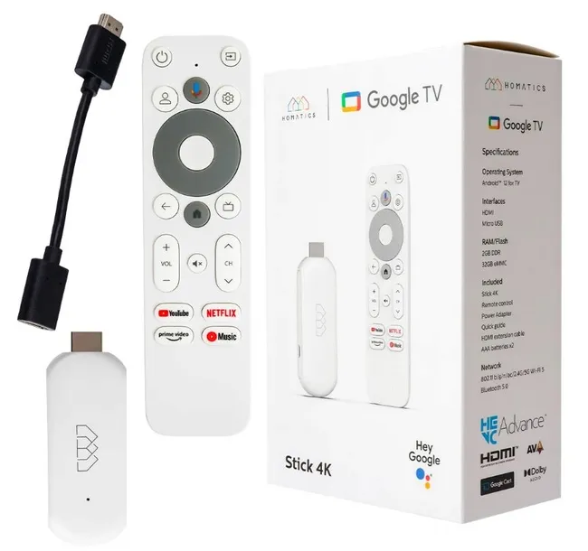 ODTWARZACZ CHROMECAST Homatics STICK 4K SMART TV Google Android TV WiFi