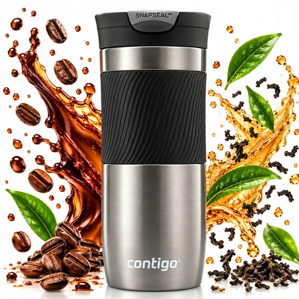 KUBEK TERMICZNY CONTIGO BYRON ANTYPOŚLIZGOWY SZCZELNY - GUNMETAL 470ML