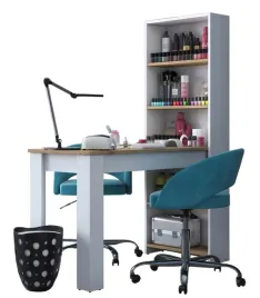 biurko-biale-stol-roboczy-z-regalem-bialy-dab-artisan-118x54