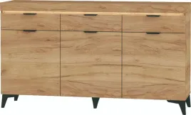 komoda-z-szufladami-do-salonu-sypialni-braco-157-cm-dab-craft-zloty-3-drzwi