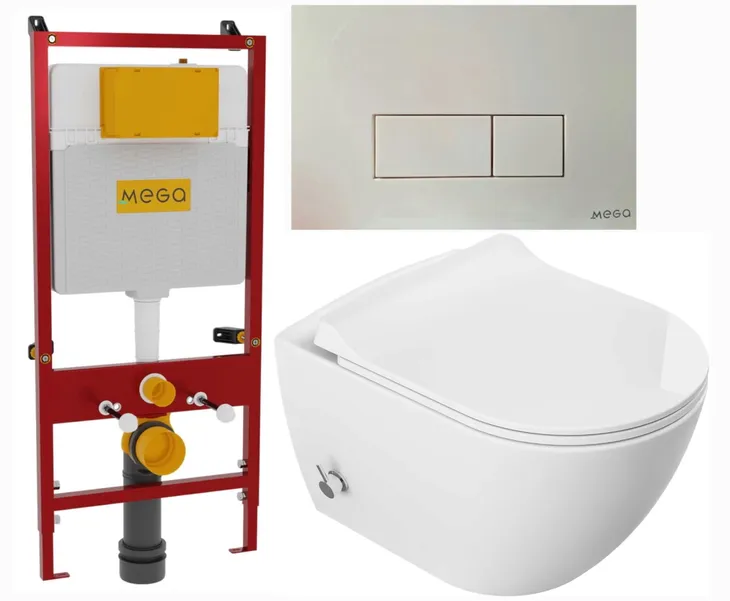 Miska WC Sua z funkcją bidetu Rimless 51x36x32,5 cm i z baterią + Stelaż