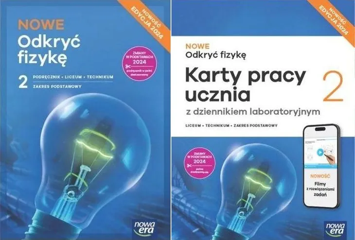 Nowe ODKRYĆ FIZYKĘ 2 LO Podręcznik + Karty pracy Zakres podstaw. 2024
