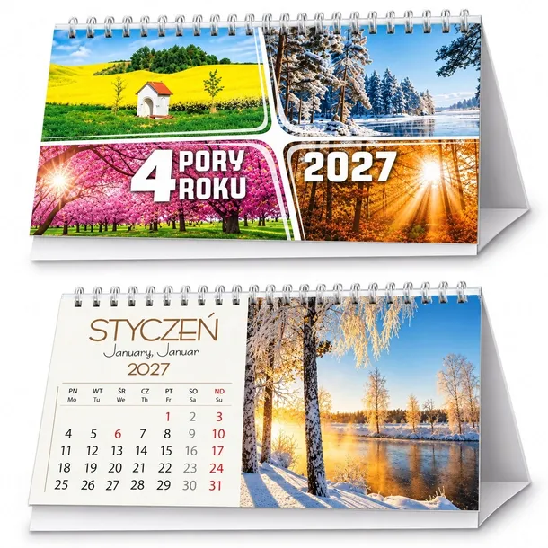 KALENDARZ BIURKOWY 2027 TERMINARZ PLANER PRAKTYCZNY KRAJOBRAZ A5 PORY ROKU