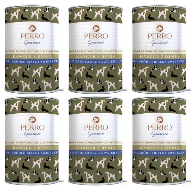 Mokra karma dla psa MONOBIAŁKOWA PERRO Gourmet Kangur dynia 6x 800 g