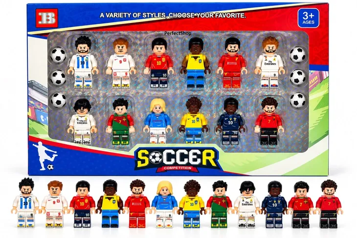 Figurki Piłkarskie Klocki figurki Piłkarze 12 sztuk Zestaw figurek piłkarzy, Ronaldo, Messi