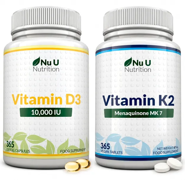 NU U NUTRITION Witam. D3 10000 IU + K2 MK7 200 mcg 365 + 365 sztuk NA ROK !