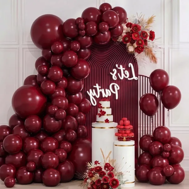 BALONY BORDOWE ZESTAW 100 SZT DO ŁUKU BALONOWEGO NA IMPREZĘ URODZINOWĄ