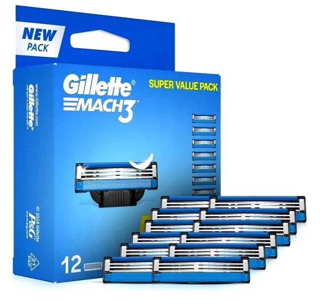 Gillette Mach3 Ostrza Do Golenia 12szt Wkłady Do Maszynki Dla Mężczyzn