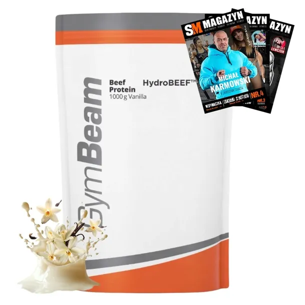 GYMBEAM BIAŁKO WOŁOWE BEEF WHEY 1000g 90% BIAŁKA MASA MIĘŚNIE ODCHUDZANIE