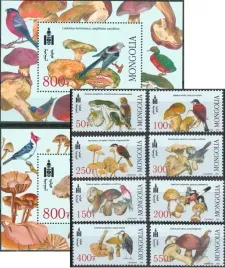 mongolia-2002-mnh-xf-sc2536-2545-ptaki-i-grzyby