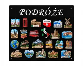 tablica-magnetyczna-pamiatki-z-podrozy-magnesy-czarna-metal-50x40-podroze