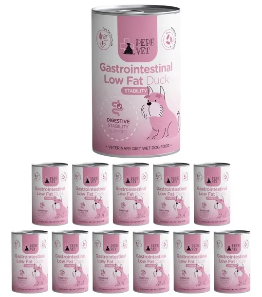 Pepe Vet Gastrointestinal LowFat kaczka karma weterynaryjna dla psa 12x400g