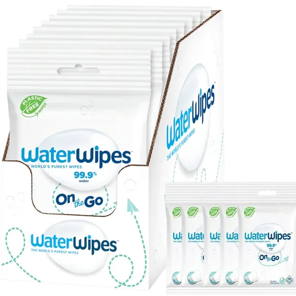 WaterWipes Chusteczki nawilżane ON THE GO 15X10 sztuk 99,9% wody BIO