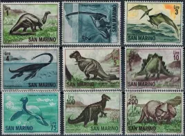 san-marino-1965-mnh-g-vg-sc509-518-dinozaury