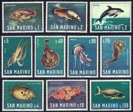 san-marino-1966-mnh-f-vf-sc643-652-ryby