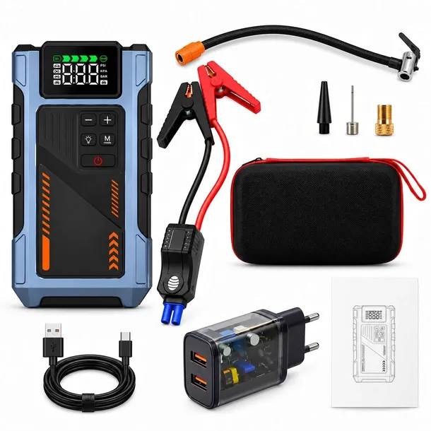 BOOSTER JUMP STARTER 12V 6000A URZĄDZNIE ROZRUCHOWE Z KOMPRESOREM 10BAR