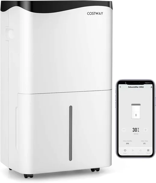 OSUSZACZ POWIETRZA ELEKTRYCZNY 50L/24H WIFI 100M² TIMER 5L CICHY LED