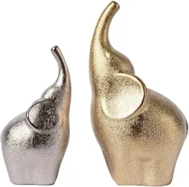 figurka-slonia-rzezba-porcelanowa-dekoracja-domu-srebrna-zlota-20-cm-2-szt