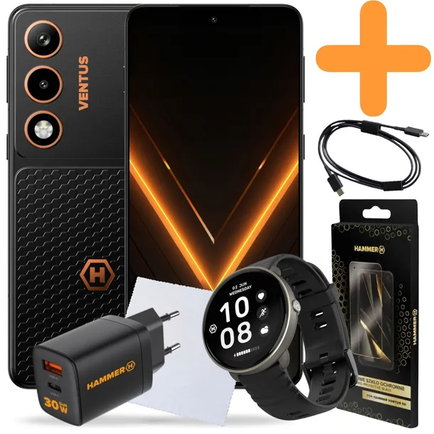 HAMMER Ventus 5G 8/256GB 6,77" 120Hz 108Mpix Czarno-pomarańczowy