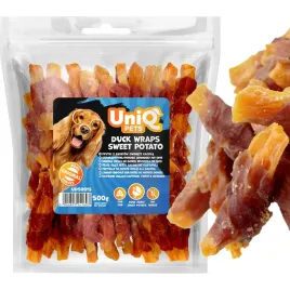 przysmak-przekaska-dla-psa-frytki-z-batatow-owiniete-kaczka-uniq-pets-500g
