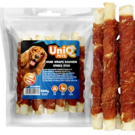 przysmak-dla-psa-dlugie-patyki-ze-skory-wolowej-z-kaczka-uniq-pets-500g