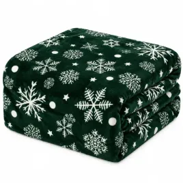 koc-zielony-160x200-swiateczny-biale-sniezynki-zima-miekki-200x160-pled