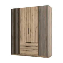 szafa-klaro-200-cm-dab-evoke-czarne-lamele-4-drzwi-3-szuflady