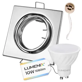 zestaw-led-gu10-10w-oprawa-halogen-satyna-kwadrat