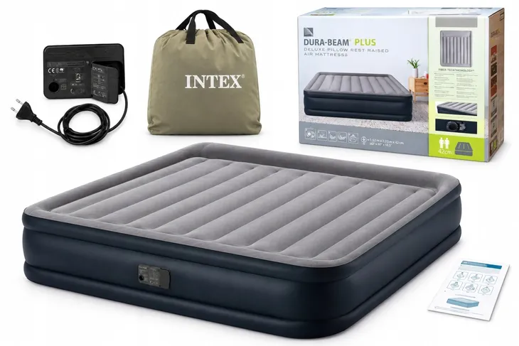 ŁÓŻKO DMUCHANE DO SPANIA 2-OSOBOWE Z POMPKĄ MATERAC INSTRUKCJA INTEX 64136