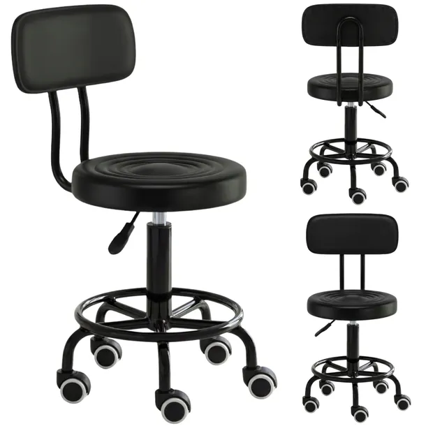Taboret kosmetyczny fryzjerski krzesło hoker siodło SPA mobilny czarny