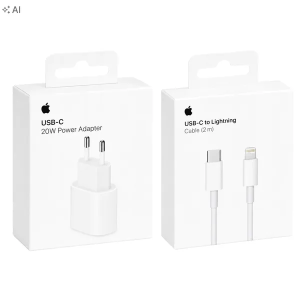 ORYGINALNA SZYBKA ŁADOWARKA DO APPLE IPHONE 20W+KABEL USB-C LIGHTNING 2M