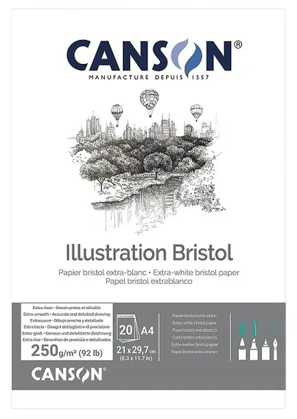 BLOK SZKICOWY RYSUNKOWY A4 szkicownik Canson Illustration Bristol 250 g 20k