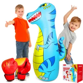 worek-bokserski-dzieciecy-120-cm-dinozaur-rekawice-stojacy-niebieski