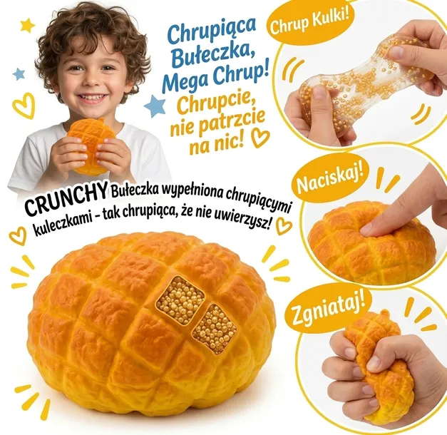 GNIOTEK CHRUPIĄCY CRUNCHY BUŁKA BUŁECZKA CIASTECZKO CHLEBEK ANTYSTRESOWY