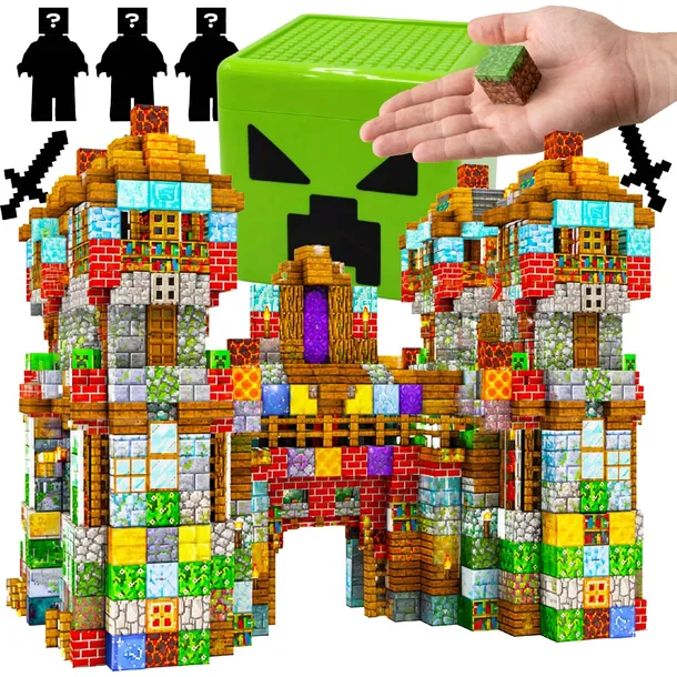 KLOCKI MAGNETYCZNE BLOKI 3D KONSTRUKCYJNE +PUDEŁKO MINECRAFT 150el