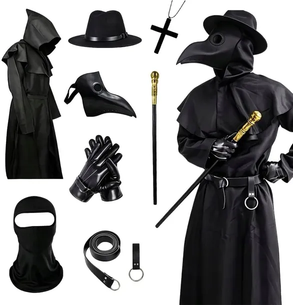 STRÓJ DOKTORA PLAGI KOSTIUM LEKARZ ZARAZY 8 EL MASKA PELERYNA BAL HALLOWEEN