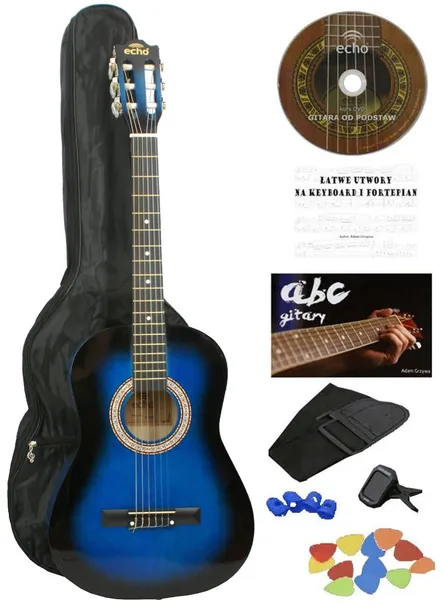 GITARA KLASYCZNA 3/4 ZESTAW DLA POCZĄTKUJĄCYCH Z PRZEGLĄDEM LUTNICZYM
