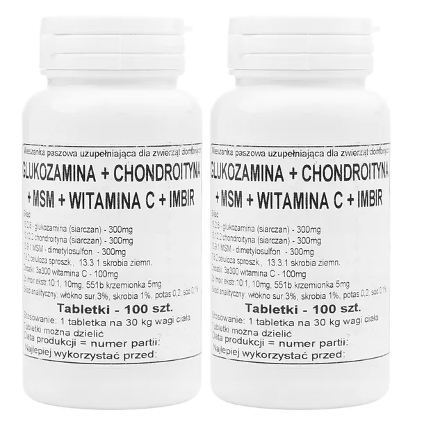 2x Podkowa Glukozamina + Chondroityna + MSM + Witamina C + Imbir 100 tab