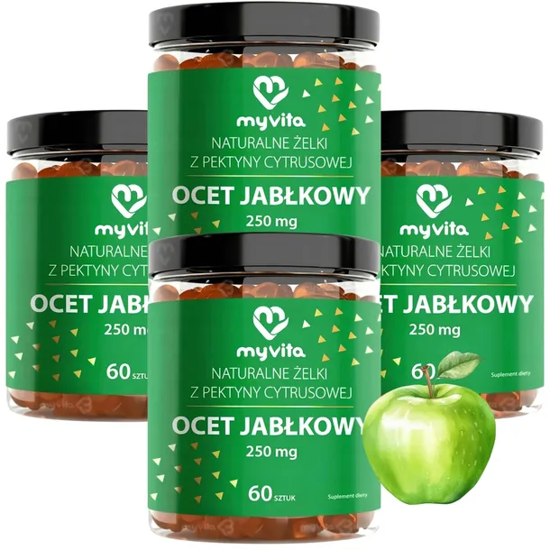 4x MyVita Ocet jabłkowy Żelki 60 szt REDUKCJA APPLE CIDER APETYT KONTROLA