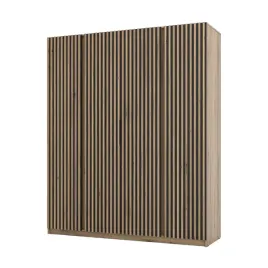 szafa-klaro-200-cm-lamele-dab-evoke-czarna-4-drzwi-polki-drazek