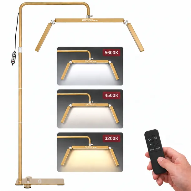 Lampa LED Kosmetyczna MOON Łuk 24W Do Rzęs Stojąca Złota 180 cm