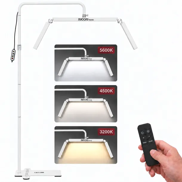 Lampa LED Kosmetyczna MOON Łuk 24W Do Rzęs Stojąca Biała 180 cm