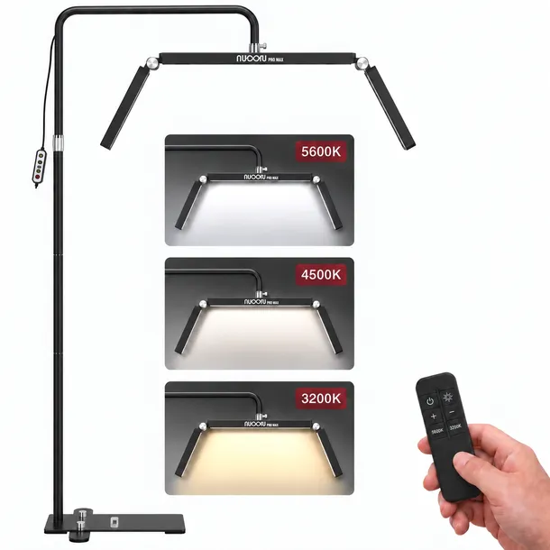 Lampa LED Kosmetyczna MOON Łuk 24W Do Rzęs Stojąca Czarna 180 cm
