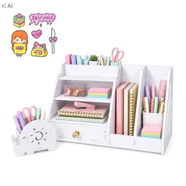 organizer-na-biurko-z-szuflada-pojemnik-na-dlugopisy-kredki-bialy-d62