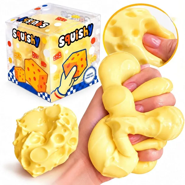 DUŻY XL gniotek ser 6 cm z wazeliną WAZELINOWY SER squishy antystresowy