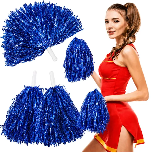 POMPONY CHEERLEADERKI DO TAŃCA POMPON KOSTIUM CZIRLIDERKI 2 szt NIEBIESKIE