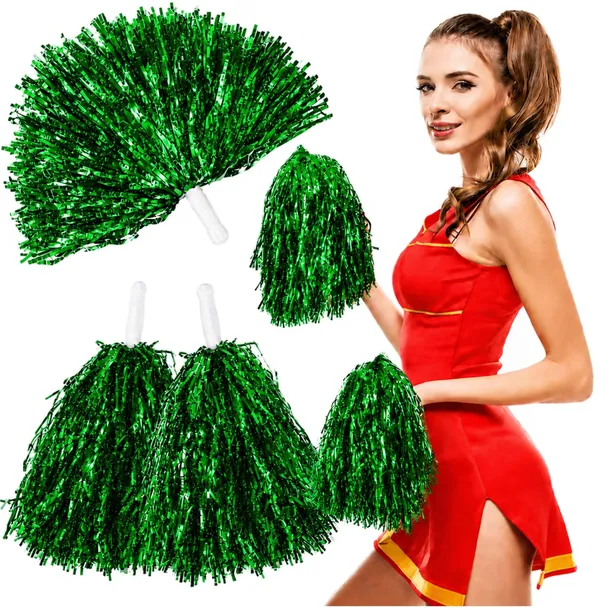 POMPONY CHEERLEADERKI DO TAŃCA POMPON KOSTIUM CZIRLIDERKI 2 szt ZIELONE