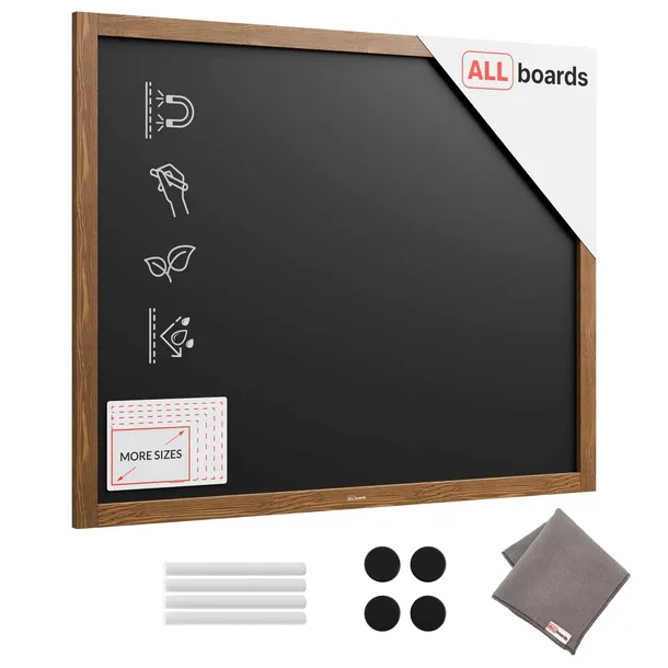 Tablica kredowa magnetyczna wodoodporna 100x80cm rama drewniana + GRATIS